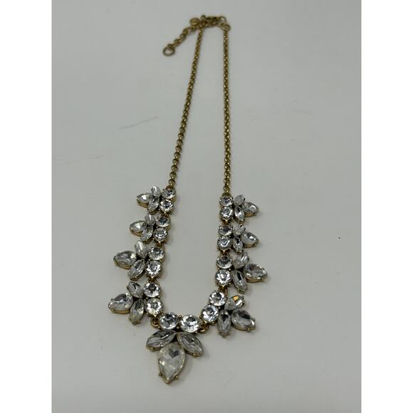 J Crew Gold Tone Statement Necklace with Clear Stones - Picture 12 of 16